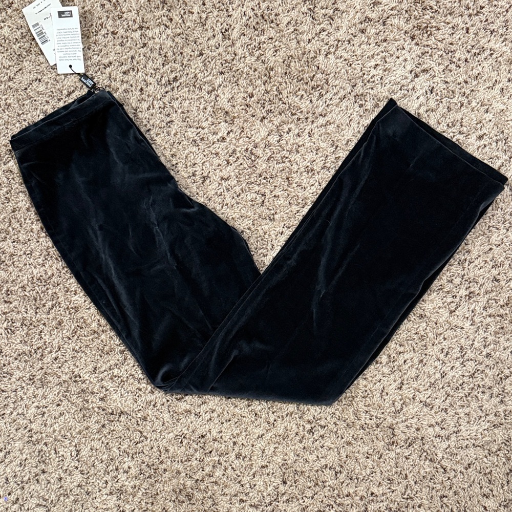 Philippe Adec size 8 super comfortable velour wide leg pants zipper and button - Picture 1 of 6